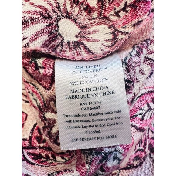 Faherty Women’s Pacifica Linen Blend Wrap Skirt Size Small Floral Rose Dessert - Picture 10 of 11